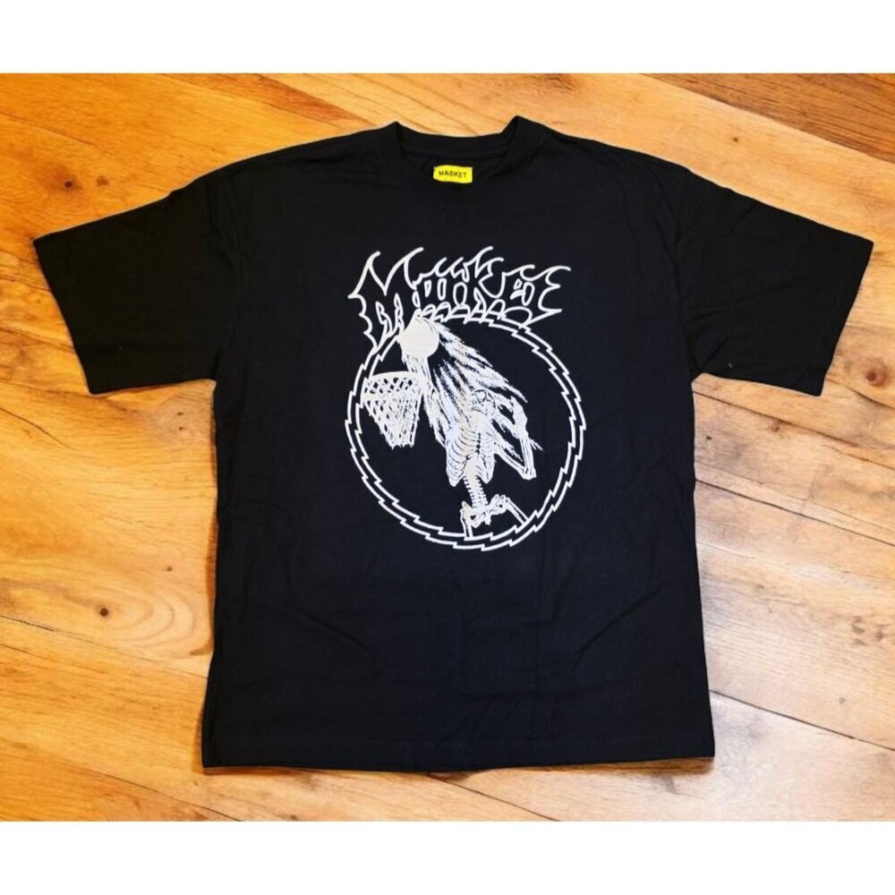 Market Studios Skeleton Dunk Till Death T-Shirt Mens SZ XL Black Graphic Tee